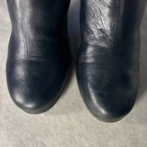 Rockport SZ 10 Black Leather Knee High Heeled Adiprene Comfort Boot Old $ Staple - Picture 4 of 10